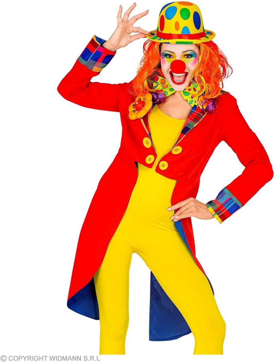 Clown & Nar Kostuum | Breek De Circustent Af Clown Slipjas Rood Vrouw | Medium | Carnaval kostuum | Verkleedkleding